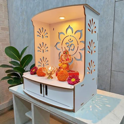Image 6 of Devson Wooden Pooja Mandir with LED Light and Storage Shelves