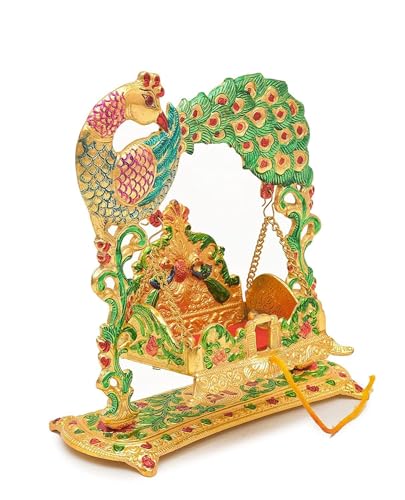 Image 4 of Labhcart Metal laddu Gopal Jhula Palna for Laddu Gopal Ji for 0 to 3 Number)(D12)
