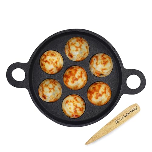 Image 4 of Round Paniyaram Pan / 7 Pit / 7.4 Inch + Spatula for the product The Indus Valley Cast Iron Paniyaram Pan