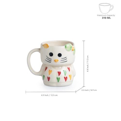 Image 6 of ExclusiveLane Kitty Charm Ceramic Coffee Mug Set of 2 310 ml