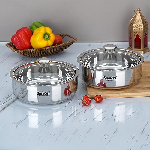 Image 3 of 1 Liter/1 Liter for the product Sumeet Stainless Steel Casserole with Glass Lid