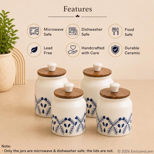 Image 6 of ExclusiveLane Royal Mughal Airtight Ceramic Jars for Kitchen Storage (Set of 4, 380 ml Each)