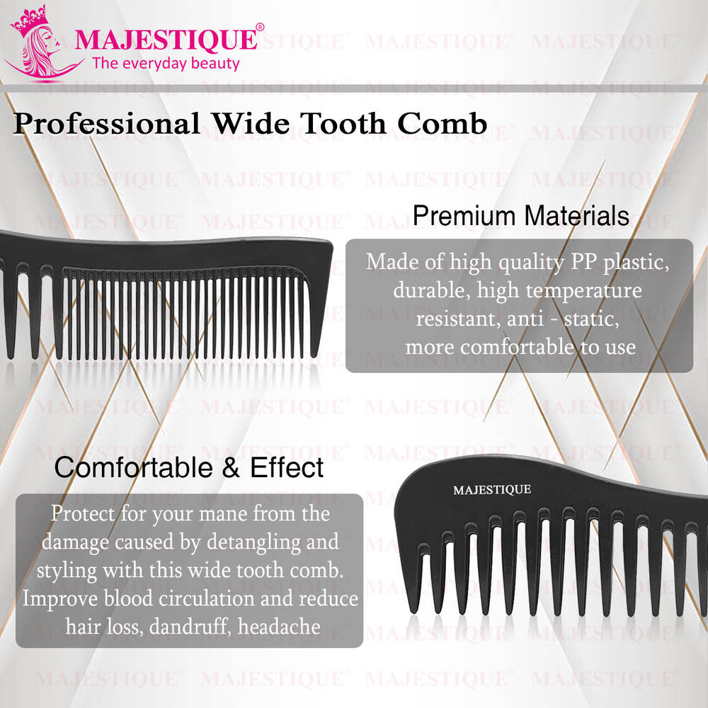 Image 3 of Majestique Professional 7.4 Inch Black Carbon Fiber Anti Static Comb for All Hair Types