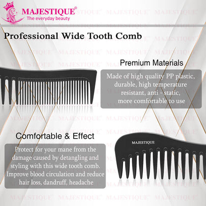 Image 3 of Majestique Professional 7.4 Inch Black Carbon Fiber Anti Static Comb for All Hair Types