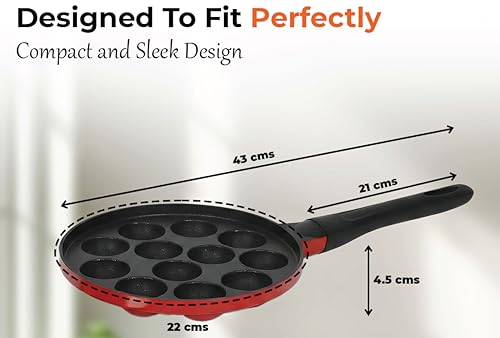 Image 3 of 6th Planet 12 Pit Nonstick Paniyaram Pan with Steel Lid