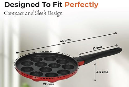 Image 3 of 6th Planet 12 Pit Nonstick Paniyaram Pan with Steel Lid