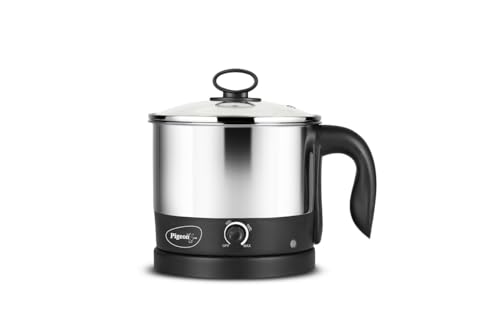 Image 1 of Default Title for the product Pigeon Kessel Multipurpose Kettle (12173) 1.2 litres with Stainless Steel Body, used for boiling Water and milk, Tea, Coffee, Oats, Noodles, Soup etc. 600 Watt (Black & Silver)