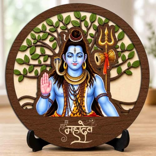 Image 1 of Default Title for the product Shiv Ji Wooden Murti for Home Mandir, Prayer Room, Table Top Decor & Spiritual Gifting - 5x5 Inch