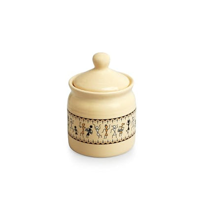 Image 2 of ExclusiveLane Art Of Warli Ceramic Pickle Jars for Dining Table 280 ml