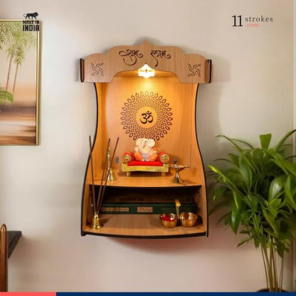 Image 3 of 11 Strokes Ashwamegh Wooden Pooja Mandir for Home Big Size