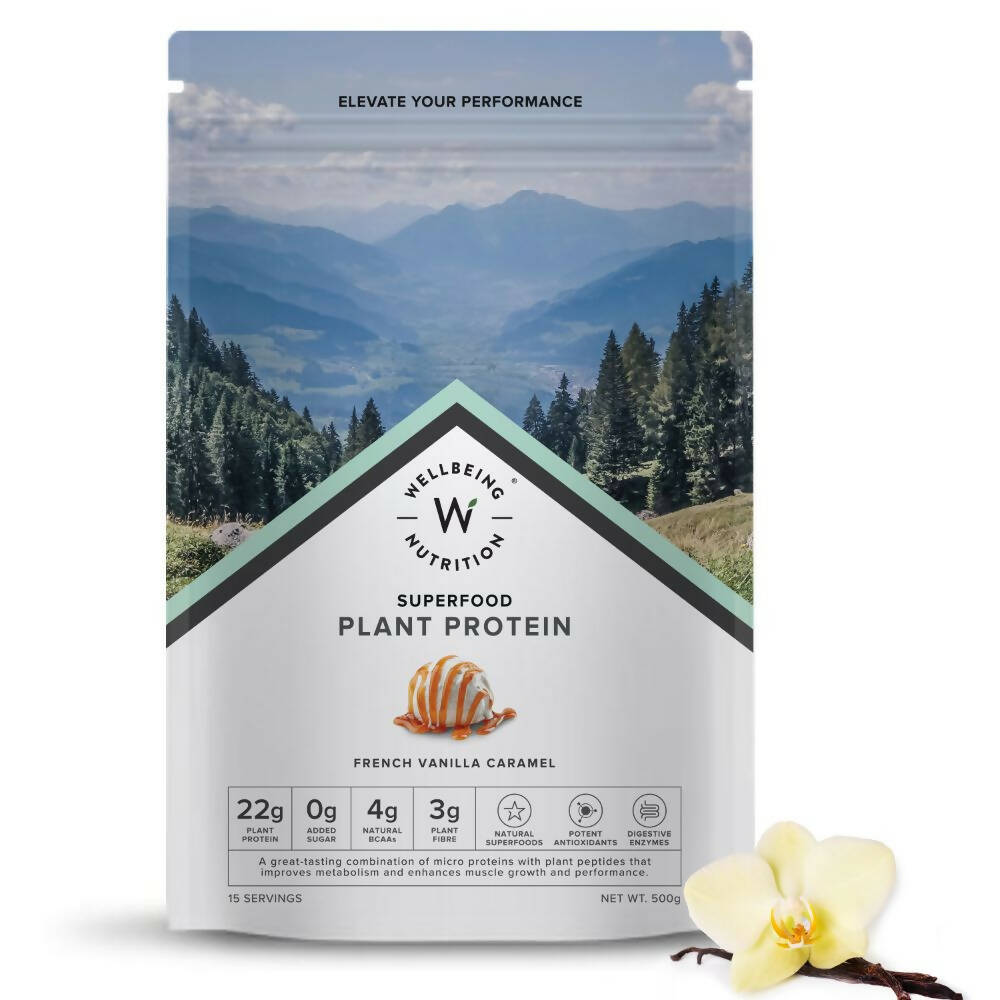 Image 1 of Wellbeing Nutrition Superfood Plant Protein-French Vanilla Caramel
