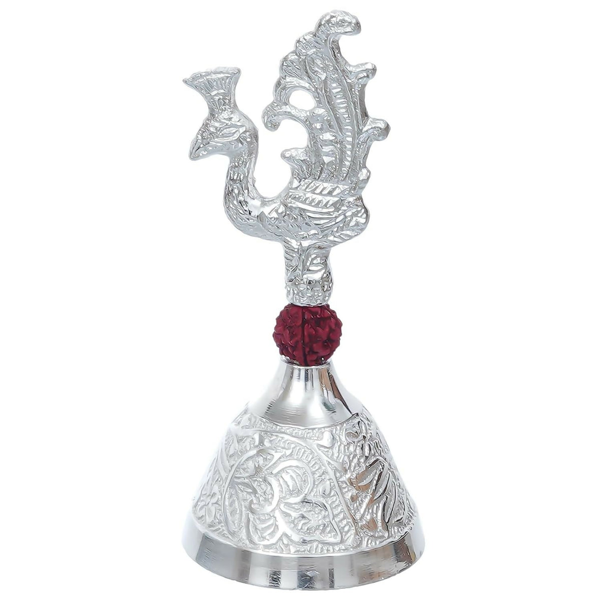 Image 1 of Default Title for the product Webelkart Premium HandiCrafted Peacock Silver Plated Pooja Bell