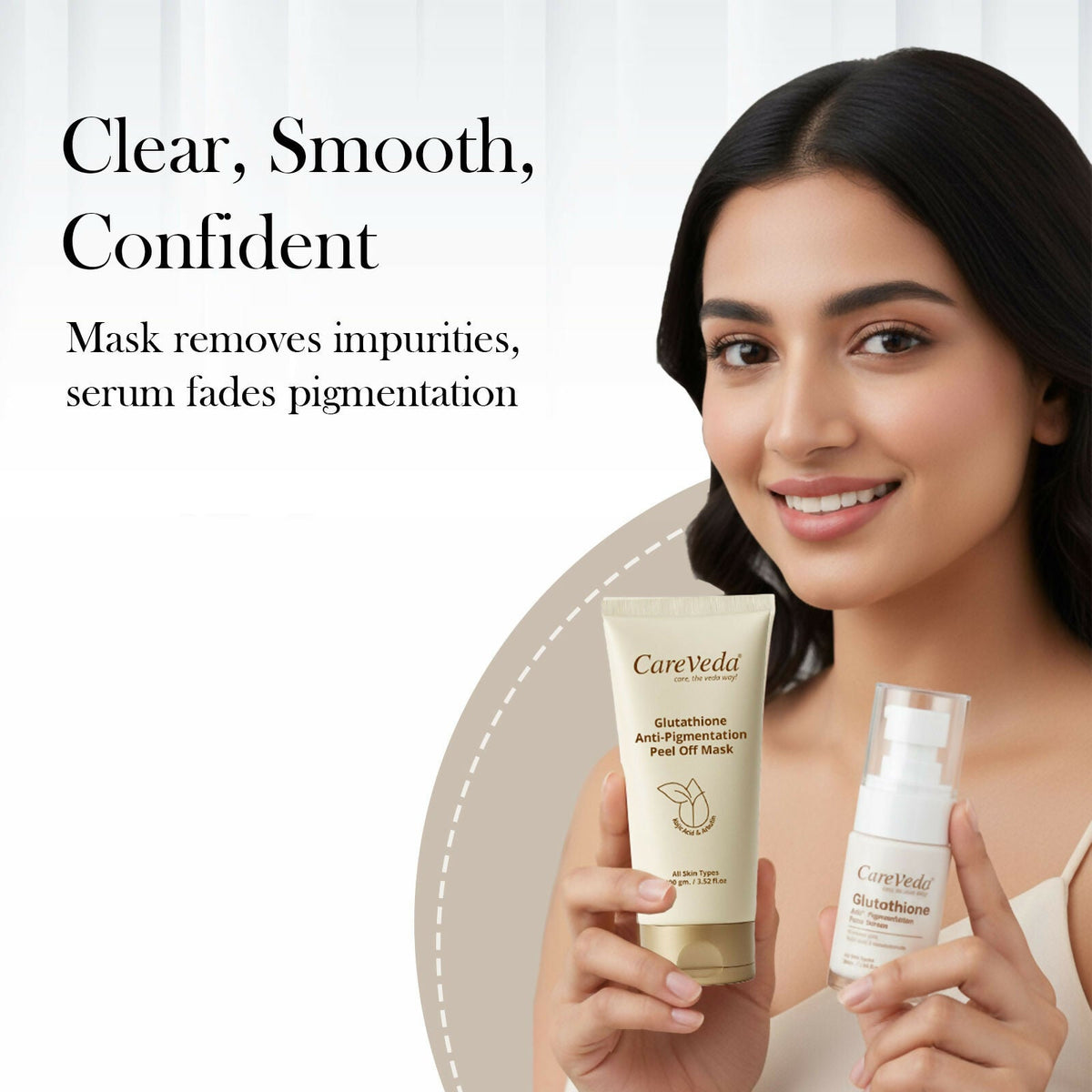 Image 4 of CareVeda Glutathione Skin Care Set of 2 | Peel off Mask & Face Serum for Bright, Even-Toned Skin | Anti-Pigmentation & Glow Boost | For Men & Women