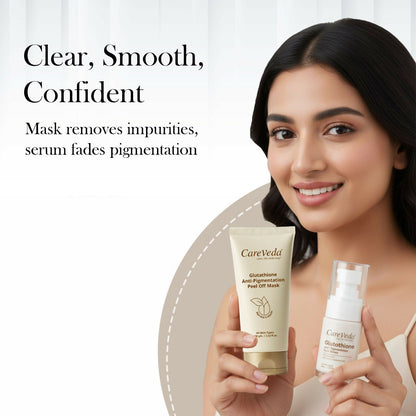 Image 4 of CareVeda Glutathione Skin Care Set of 2 | Peel off Mask & Face Serum for Bright, Even-Toned Skin | Anti-Pigmentation & Glow Boost | For Men & Women