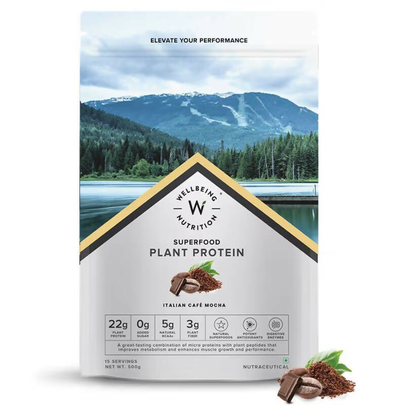 Image 1 of Wellbeing Nutrition Superfood Plant Protein Isolate - Italian Cafe Mocha