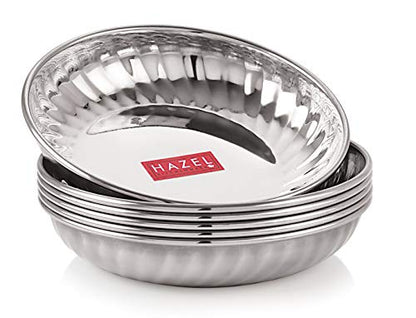 Image 1 of Default Title for the product HAZEL Stainless Steel Serving Sweet Dish Dessert Plate Set of 6 200 ml