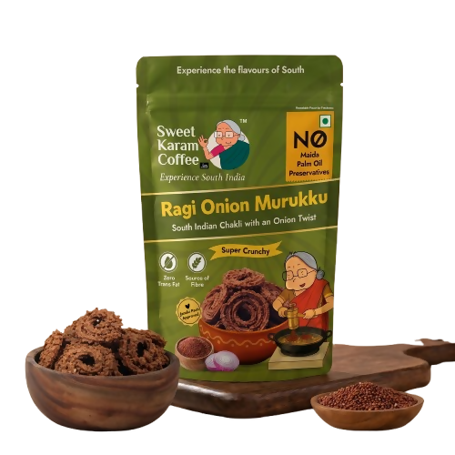 Image 1 of 95 gm / Pack of 1 for the product Sweet Karam Coffee Ragi Onion Murukku
