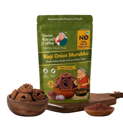 Image 1 of 95 gm / Pack of 1 for the product Sweet Karam Coffee Ragi Onion Murukku