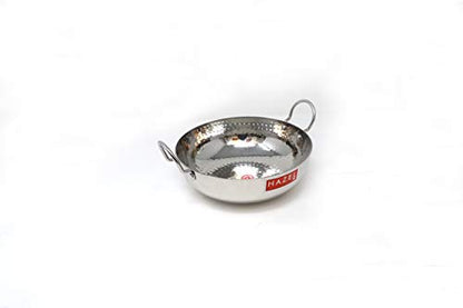 Image 2 of HAZEL Hammered Tone Stainless Steel Deep Kadhai, Diameter 24.5 cm, 2.25 LTR, Silver