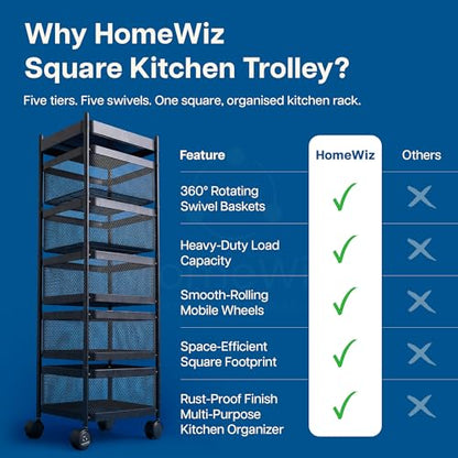 Image 5 of HomeWiz Square Kitchen Rack 5-Layer