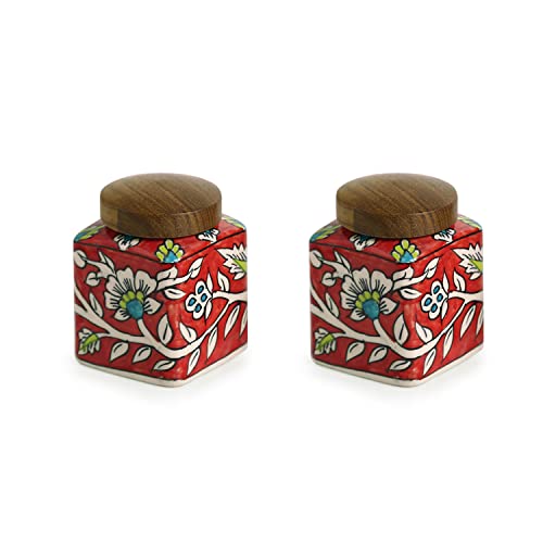 Image 6 of ExclusiveLane Mughal Airtight Ceramic Jars for Kitchen Storage Set of 2 240 ML