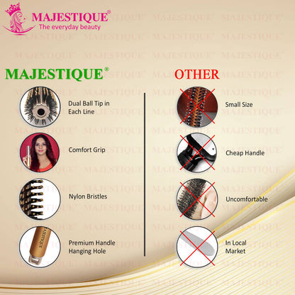Image 5 of Majestique Golden Round Blow Drying Hair Brush with Refresh and Extended Nylon Bristles