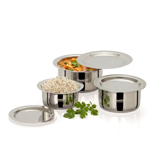 Image 1 of Default Title for the product Sumeet ISI Certified Induction Bottom Small Container Set with Lid - 350ml, 550ml, 750ml