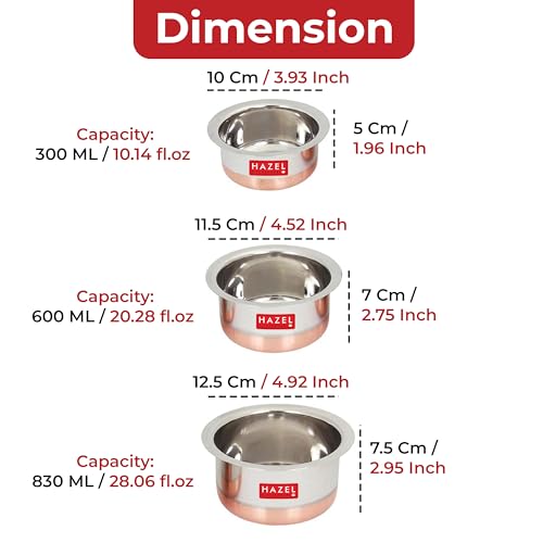 Image 4 of HAZEL Utensils Set for Kitchen | Set of 3 (350 ml, 600 ml & 830 ml)