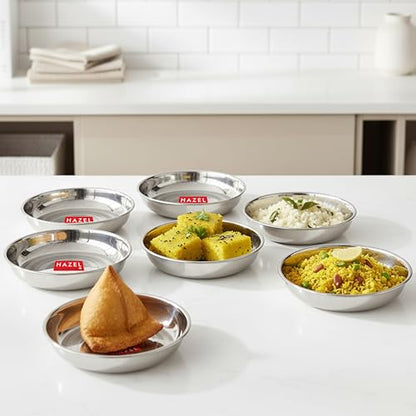 Image 1 of Default Title for the product HAZEL Multipurpose Stainless Steel Plates Set for Kitchen 200 ML Set of 6