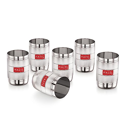 Image 1 of Default Title for the product HAZEL Stainless Steel Drinking Glasses 350 ml Set of 6