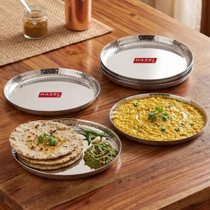 Image 5 of HAZEL Hammered Stainless Steel Dinner Plate, 23cm, Set of 6