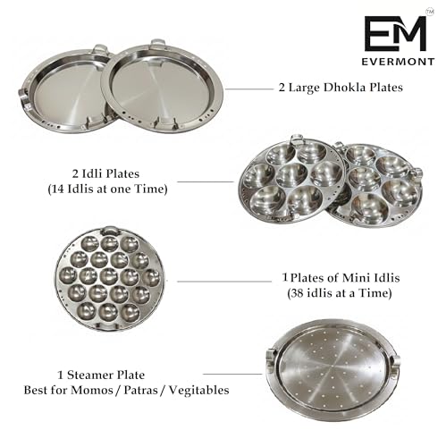 Image 3 of EVERMONT Stainless Steel Multi-Purpose Idli Maker & Steamer with 6 Plates