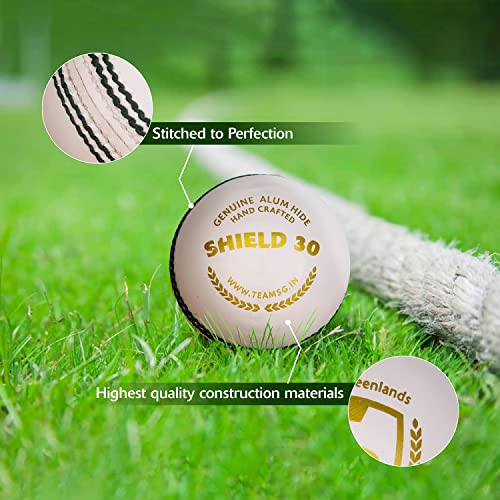 Image 6 of SG Shield 30 Water Proof Cricket Leather Ball (White)