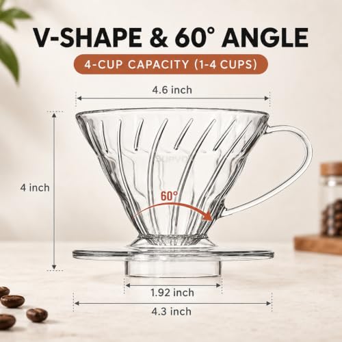 Image 5 of Supvox V60 Coffee Dripper Heat Resistant Resin Pour-Over Coffee