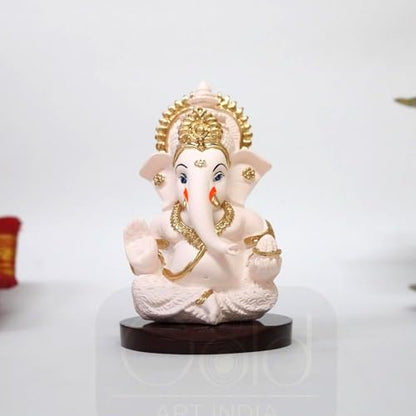 Image 7 of PEACHIVORYRESIN for the product Gold Art India Ceramic Ganesh Idol