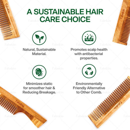 Image 5 of Fabskin Neem Dual Side For Detangling & Frizz Control Wooden Comb