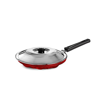 Image 5 of Xtend Royal Single Handle 12 Cavity Appam Patra Paddu Paniyarakkal Maker Chatty Paniyaram Pan Ponganal Baati Litti Baking Pot with Steel Lid (Aluminium, Non-Stick)
