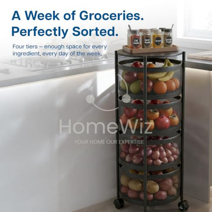 Image 6 of HomeWiz Round Kitchen Rack 4-Layer