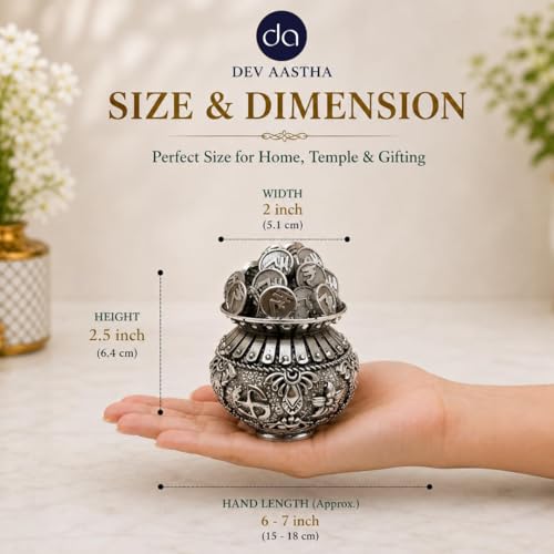 Image 3 of Dev Aastha Silver Plated Kuber Kalash Idol 2.5 Inch