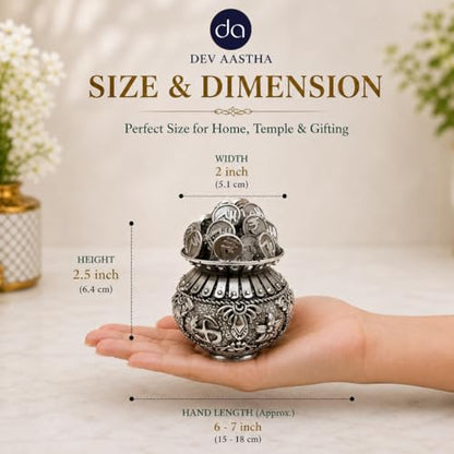 Image 3 of Dev Aastha Silver Plated Kuber Kalash Idol 2.5 Inch