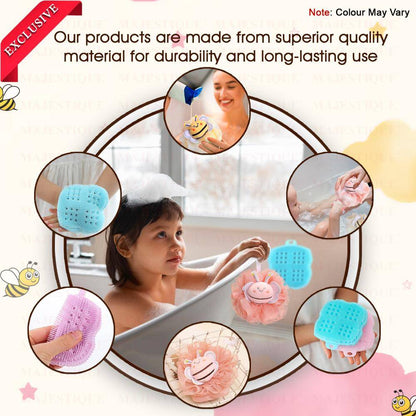 Image 7 of Majestique Loofah And Body Scrubber Combo For Babies And Kids, Soft Silicone Brush - 2Pc/Multicolour