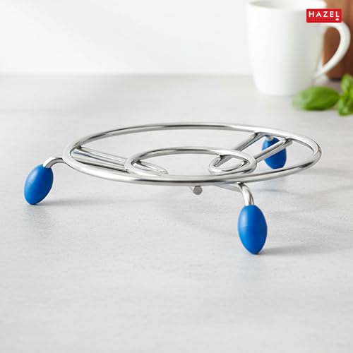 Image 2 of HAZEL Trivet Stainless Steel Hot Pot Stand with Silicone Grip 17.5 cm