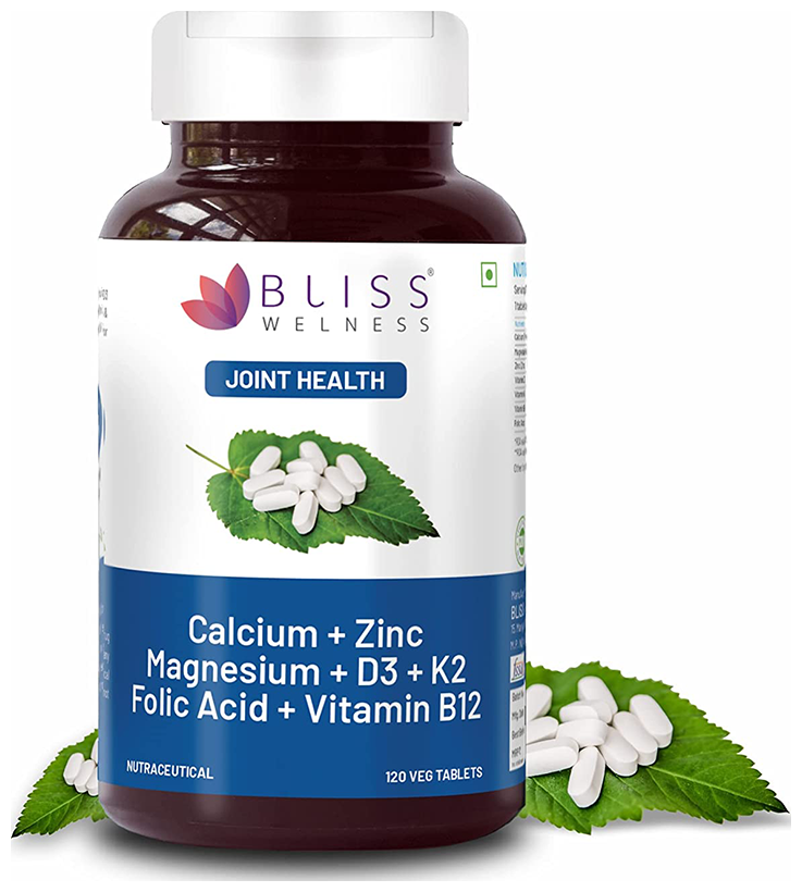Image 4 of Bliss Welness Joint Health Calcium + Zinc Megnesium + D3 + K2 Veg Tablet