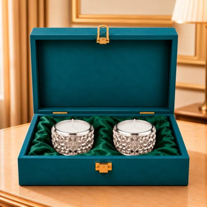 Image 1 of Default Title for the product Dev Aastha 999 Silver Plated Candle Holder for Home Decor