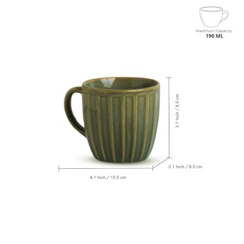 Image 5 of ExclusiveLane Sage Ribbed Ceramic Tea Cups Set of 6 190 ml