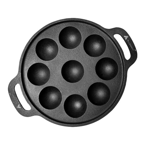 Image 1 of Default Title for the product ALLEGIANT COOKWARE Kitchen Pre-Seasoned Cast Iron Appam Pan with 9 Cavity for Appam, Paniyaram, Appe & Paddu Making Use