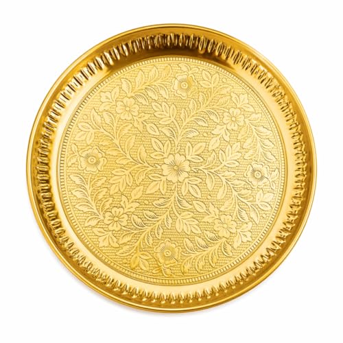 Image 1 of Default Title for the product The Spiritual Living Brass Aarti Thali For Puja, 8 Inch