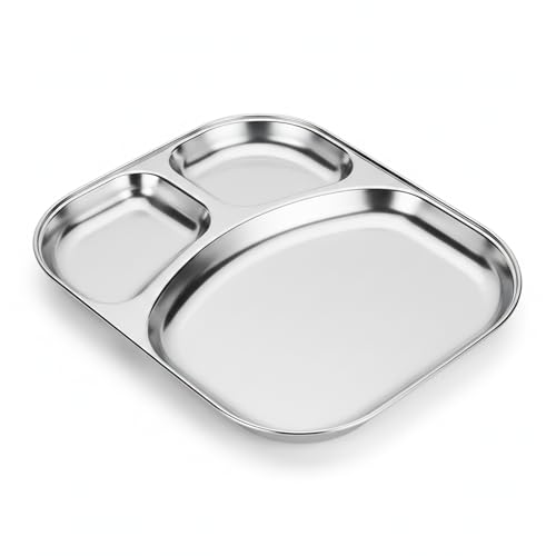 Image 22 of Spillbox Stainless Steel Dinner Plate with 3 Compartments