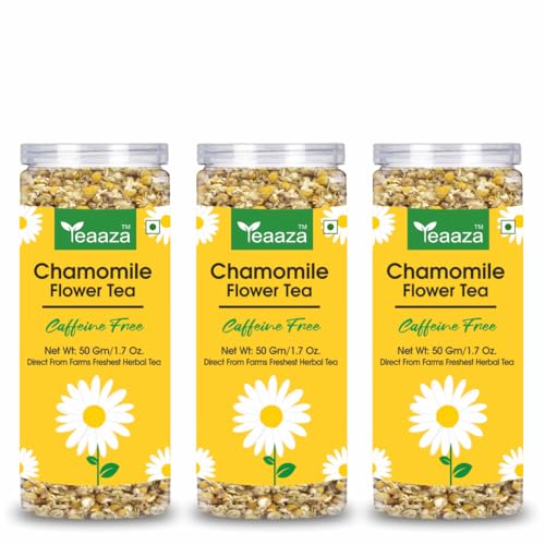 Image 1 of Pack of 1 for the product Teaaza Organic Chamomile Tea For Sleep & Anxiety Relief 50 Grams - 30+ Cups (Pack Of 3)
