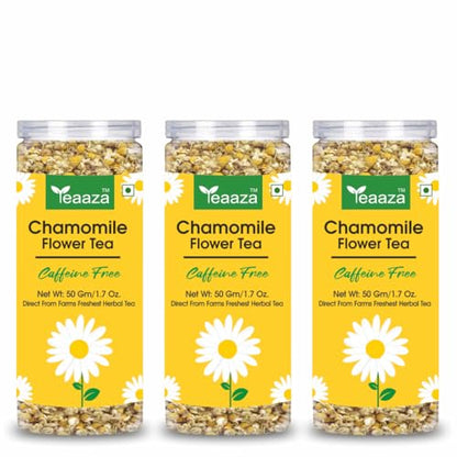 Image 1 of Pack of 1 for the product Teaaza Organic Chamomile Tea For Sleep & Anxiety Relief 50 Grams - 30+ Cups (Pack Of 3)